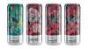 four tall slim custom cans with different patterns: deer, frogs, flowers and snowflakes printed using variable printing technology