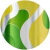 这张图片显示了绿色和黄色的漩涡与光滑和纹理的表面混合在一起. 